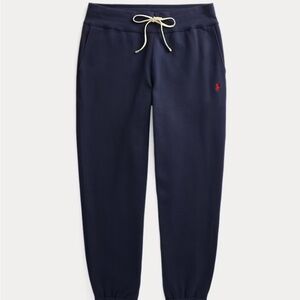 Ralph Lauren Men's Dark Blue Joggers with Red Logo Sz L